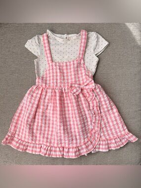 Just Lizzy Girls’ 24M Pink Gingham Dress & Bodysuit Set